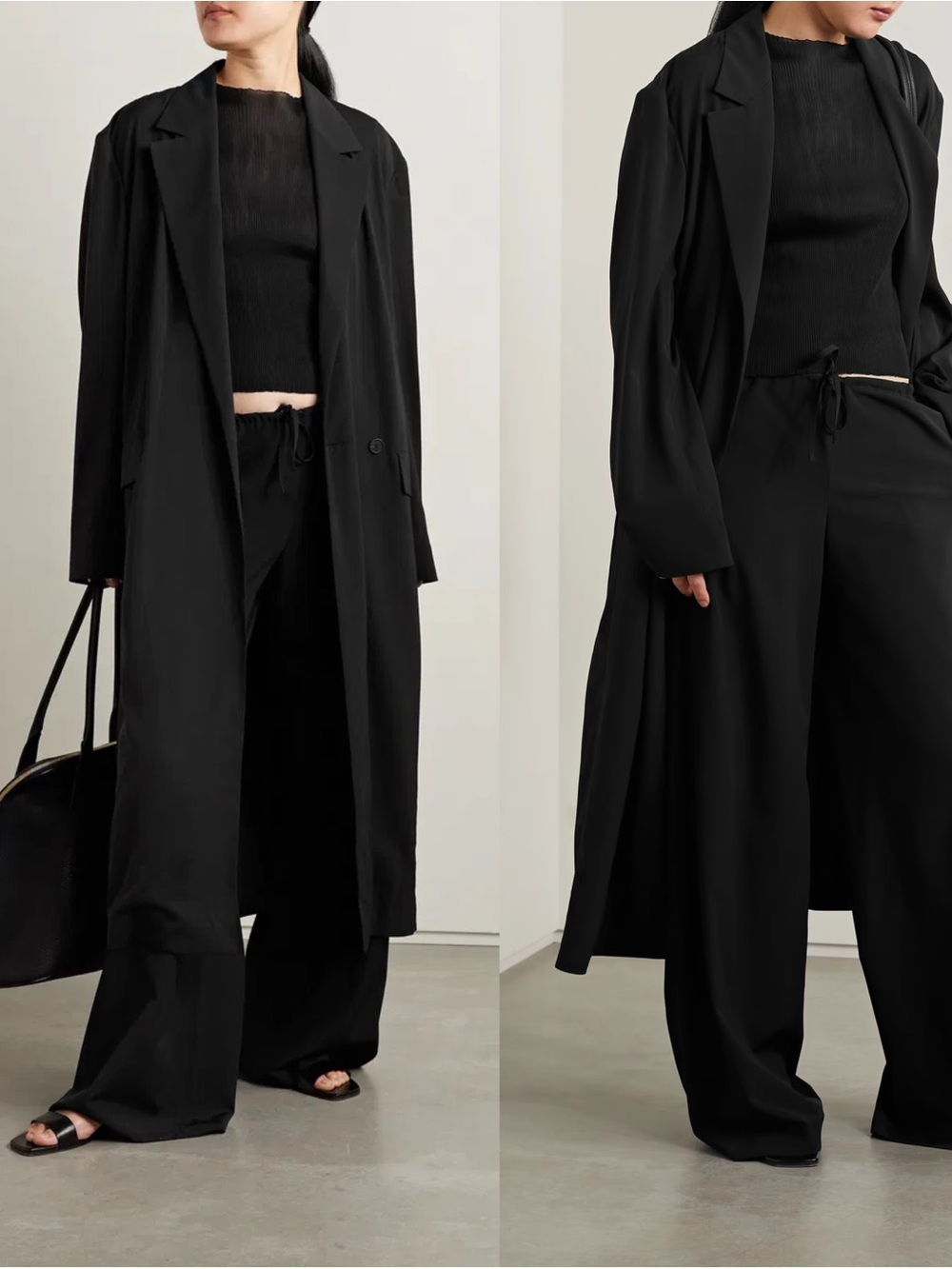 The Row Biana Crepe Wool Light Coat Black NWT $2790
